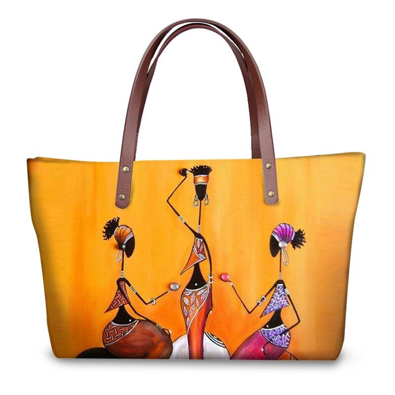 Sac à Main Motif Femme Africaine Orange - Glam'Afrik