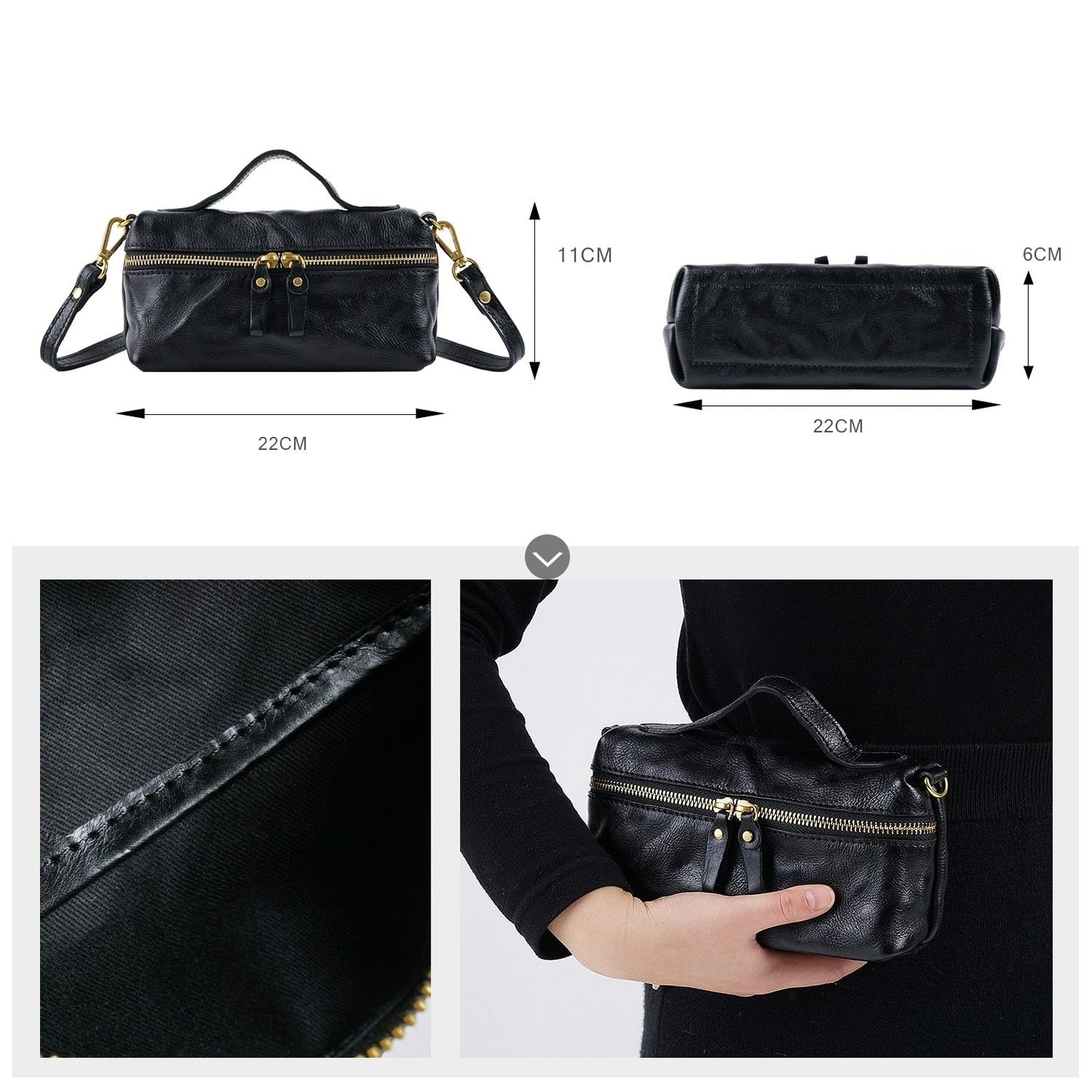 Sac à Main Noir Femme Fermeture Éclair - NightGlam