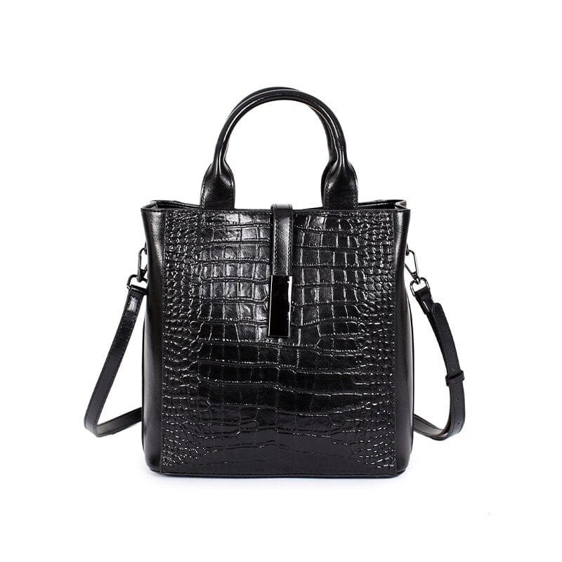 Sac à Main Femme Noir Effet Croco - Croco Noir