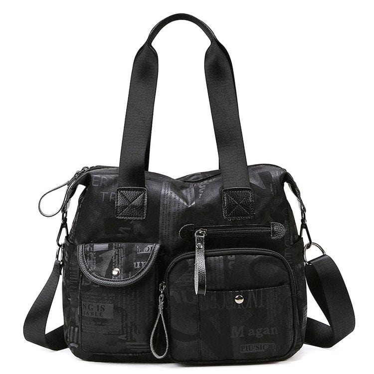 Grand Sac A Main Femme Porte-épaule Multipoches - LuxeNova Noir / 34x28x17cm