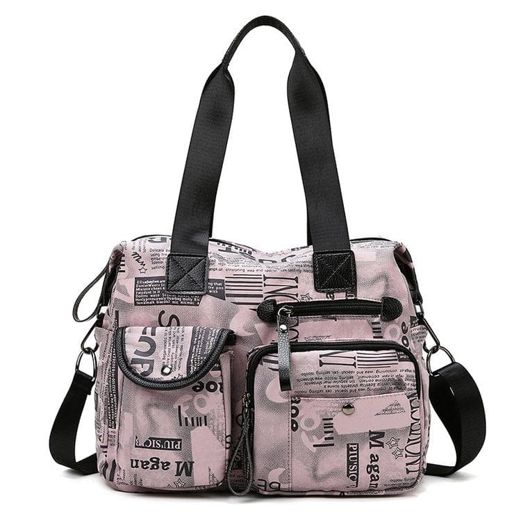 Grand Sac A Main Femme Porte-épaule Multipoches - LuxeNova Rose / 34x28x17cm