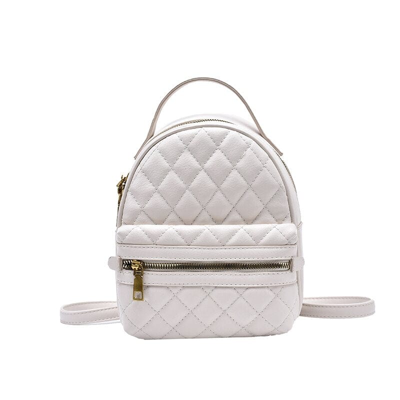 Mini Sac à Dos Femme Carreaux - ChicPack Blanc