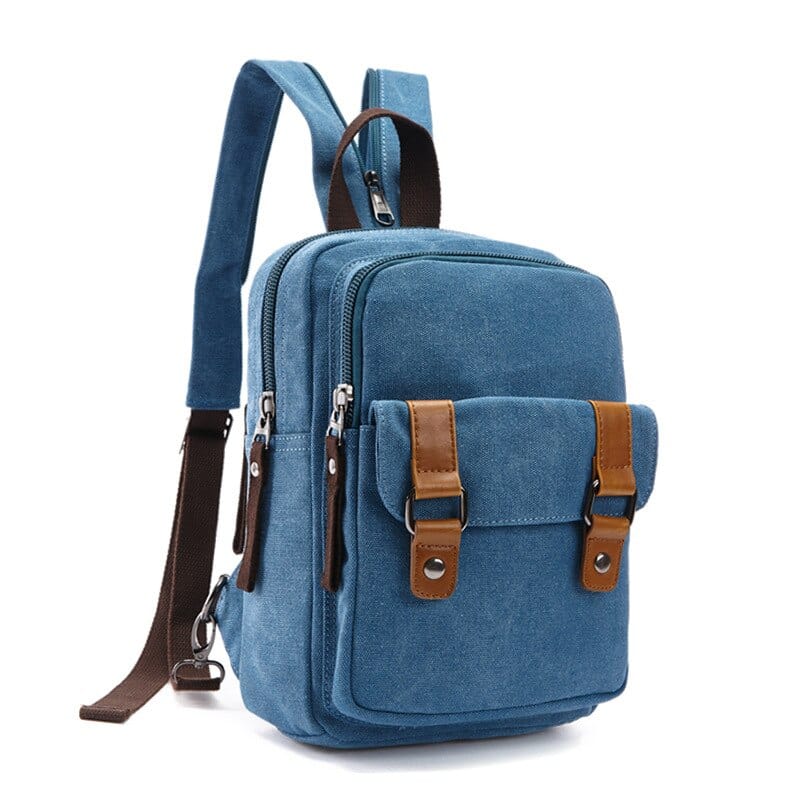 Petit Sac à Dos Toile Homme - UrbanPack Bleu ciel / 20cmx8cmx28cm