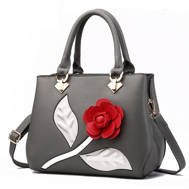 Petit Sac à Main Fleur Rose - Fleurista Gris foncé