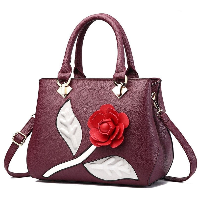 Petit Sac à Main Fleur Rose - Fleurista Violet foncé