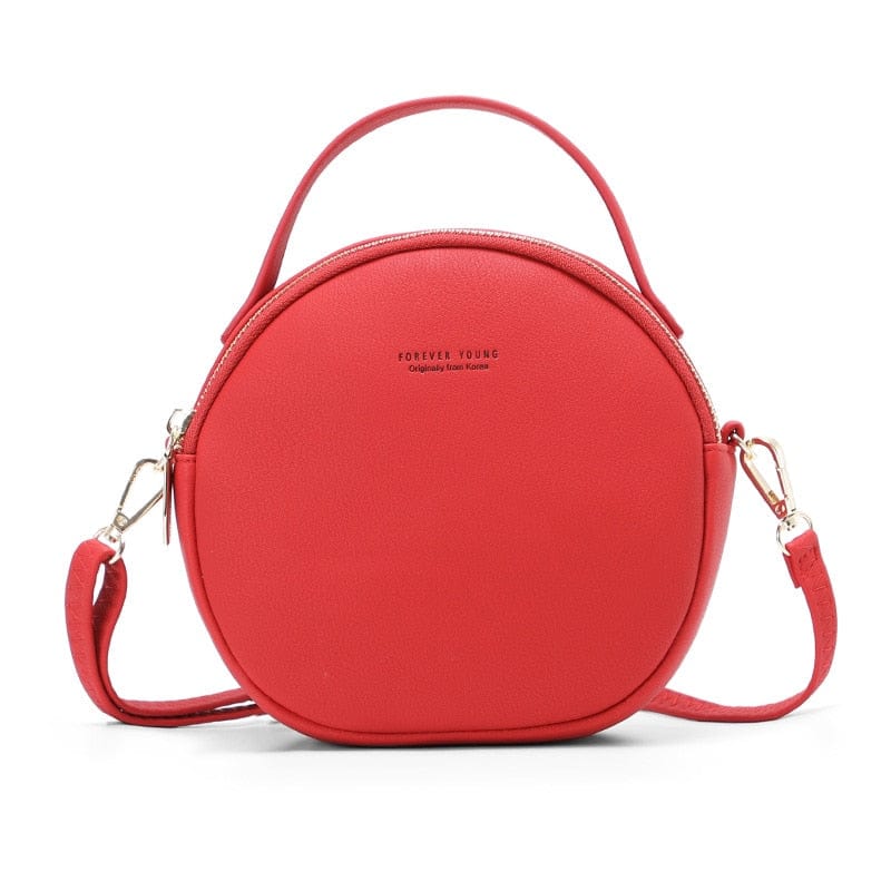 Petit Sac à Main Rond Couleur Pastel - Sac Pétale Rouge