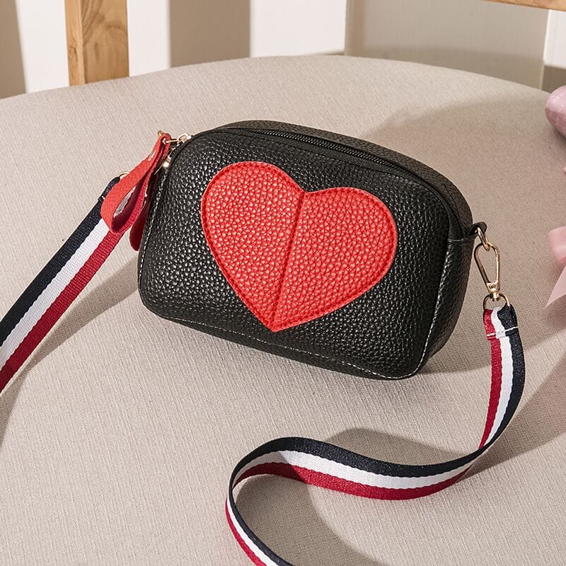 Petit Sac Bandoulière Femme Coeur - Lovetote Noir