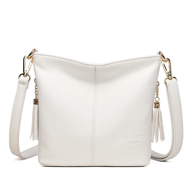 Petit Sac Bandoulière Femme en Cuir Synthétique - Luxe Fleurie Blanc