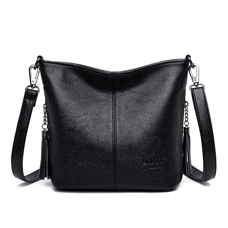 Petit Sac Bandoulière Femme en Cuir Synthétique - Luxe Fleurie Noir