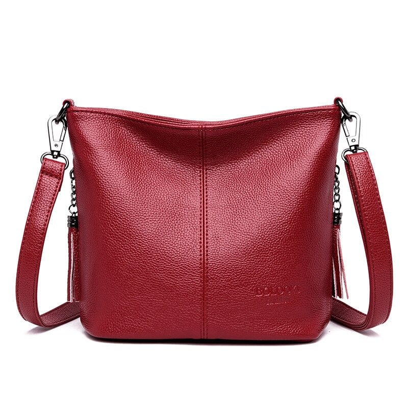 Petit Sac Bandoulière Femme en Cuir Synthétique - Luxe Fleurie Rouge