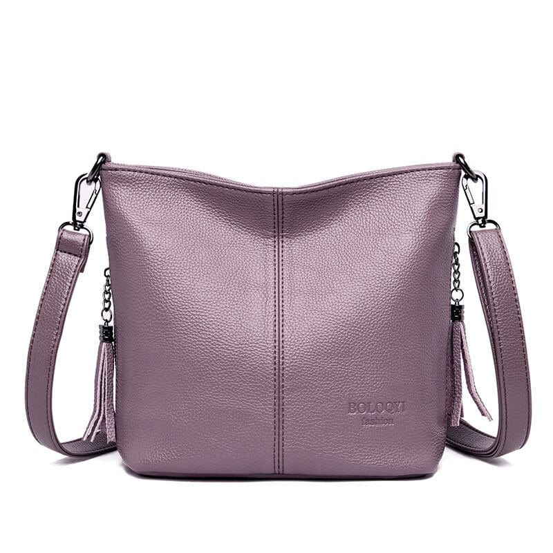 Petit Sac Bandoulière Femme en Cuir Synthétique - Luxe Fleurie Violet