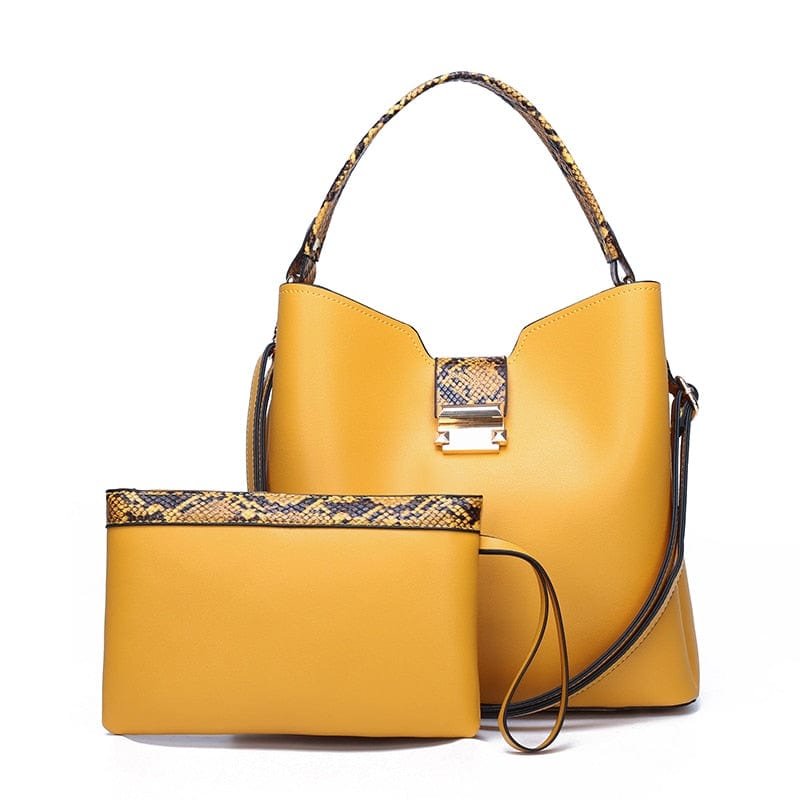 Petit Sac Bandoulière Femme et Son Sac Pochette - Style Chic Jaune