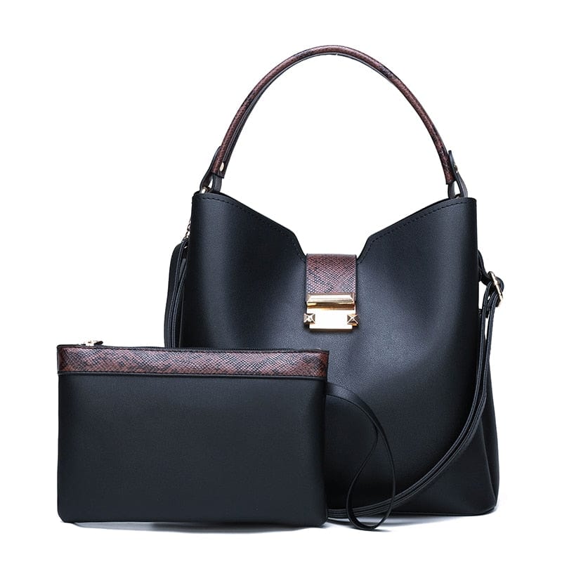 Petit Sac Bandoulière Femme et Son Sac Pochette - Style Chic Noir