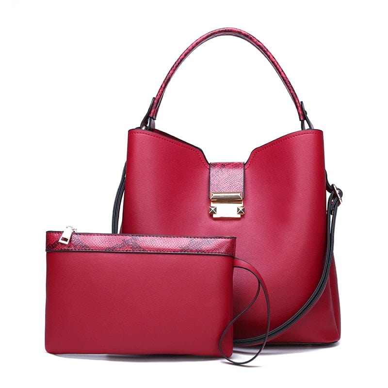 Petit Sac Bandoulière Femme et Son Sac Pochette - Style Chic Rouge