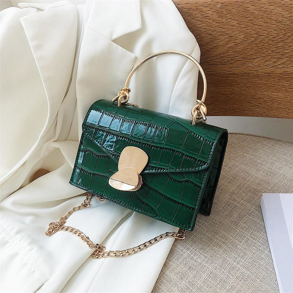 Petit Sac Bandoulière Femme Moderne - GlamTouch Vert Fermeture Galet