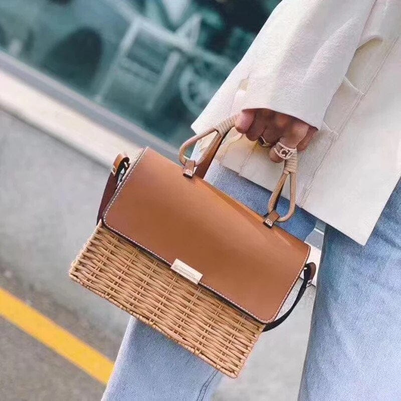 Petit Sac Bandoulière Rotin - Éclat Bambou Marron