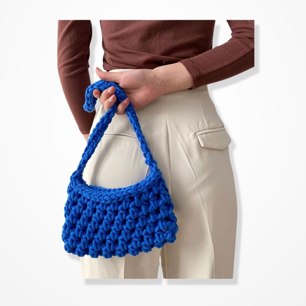 Petit Sac Pochette Crochet  Bleu