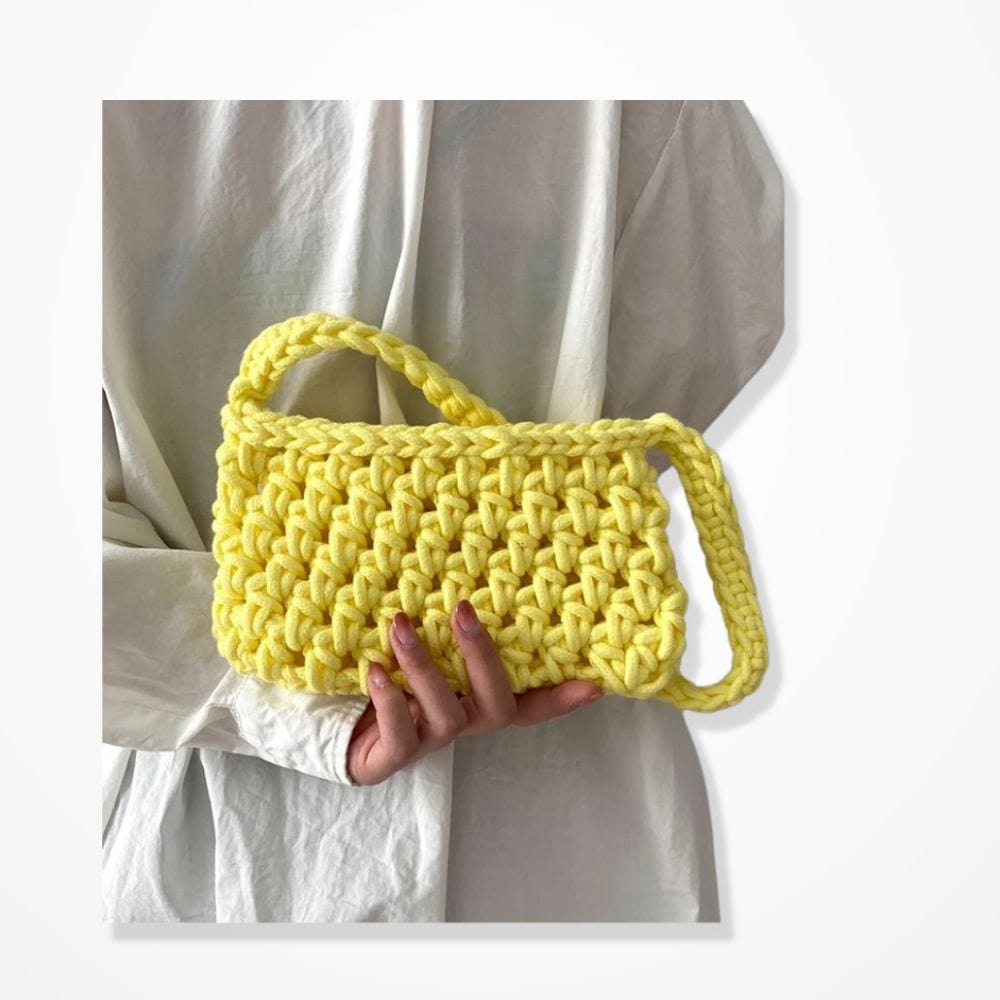 Petit Sac Pochette Crochet  Jaune