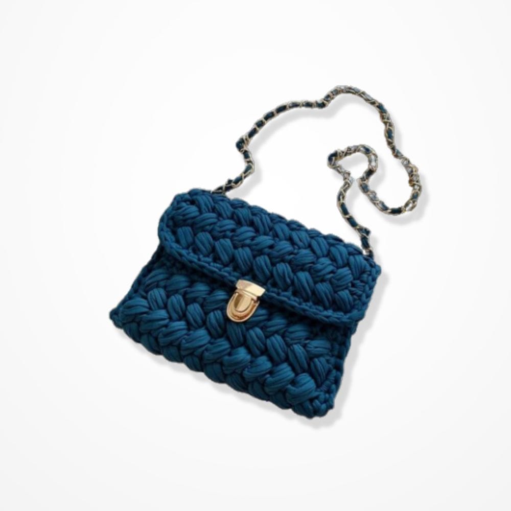 Pochette Au Crochet  Bleu