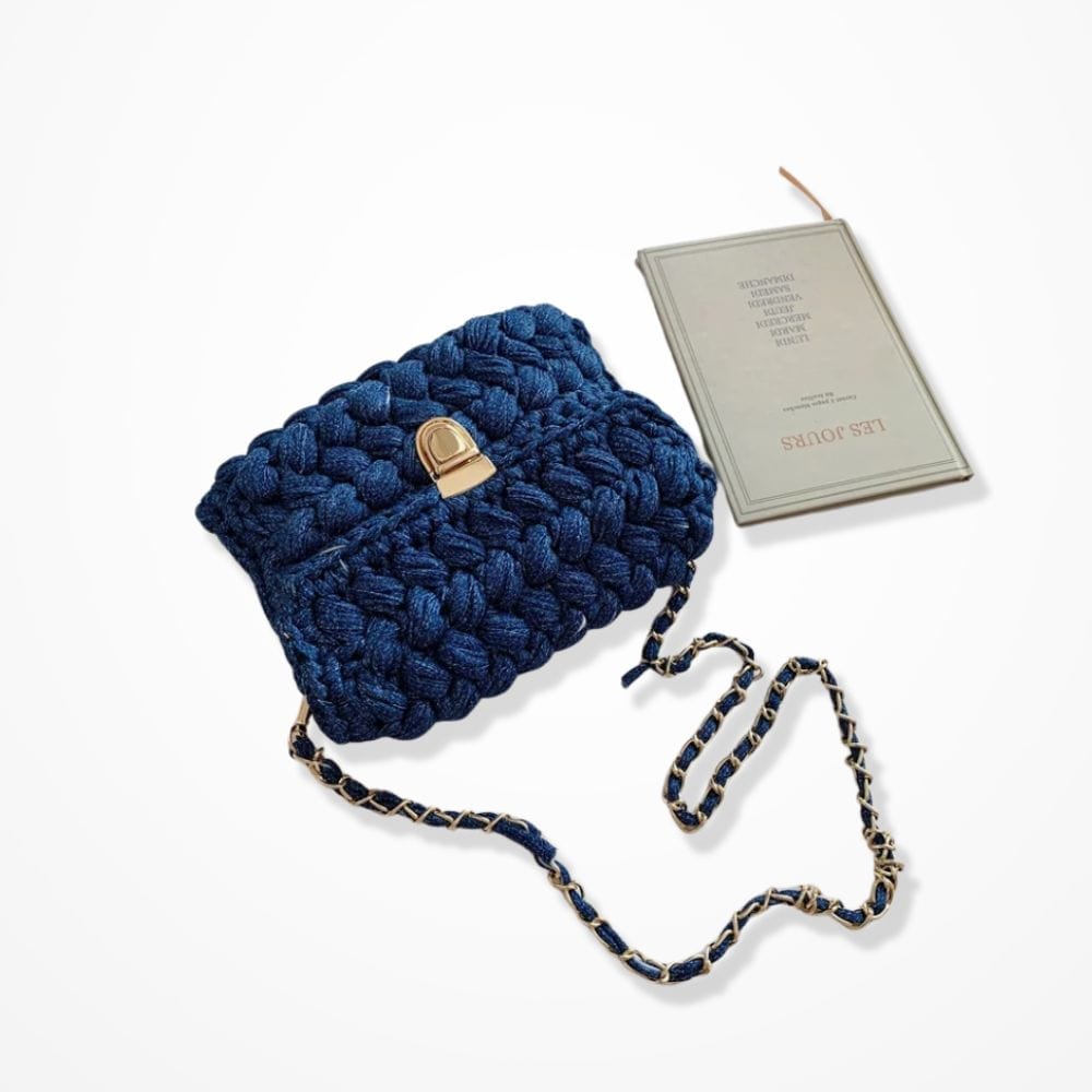 Pochette Au Crochet  Bleu foncé