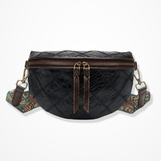 Pochette Bandoulière Noire En Cuir Pour Femme