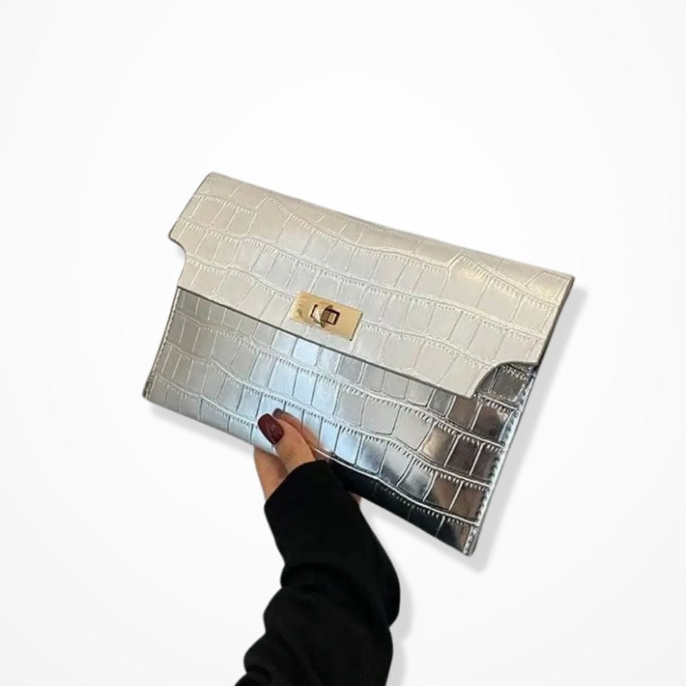 Pochette Crocodile  Argent