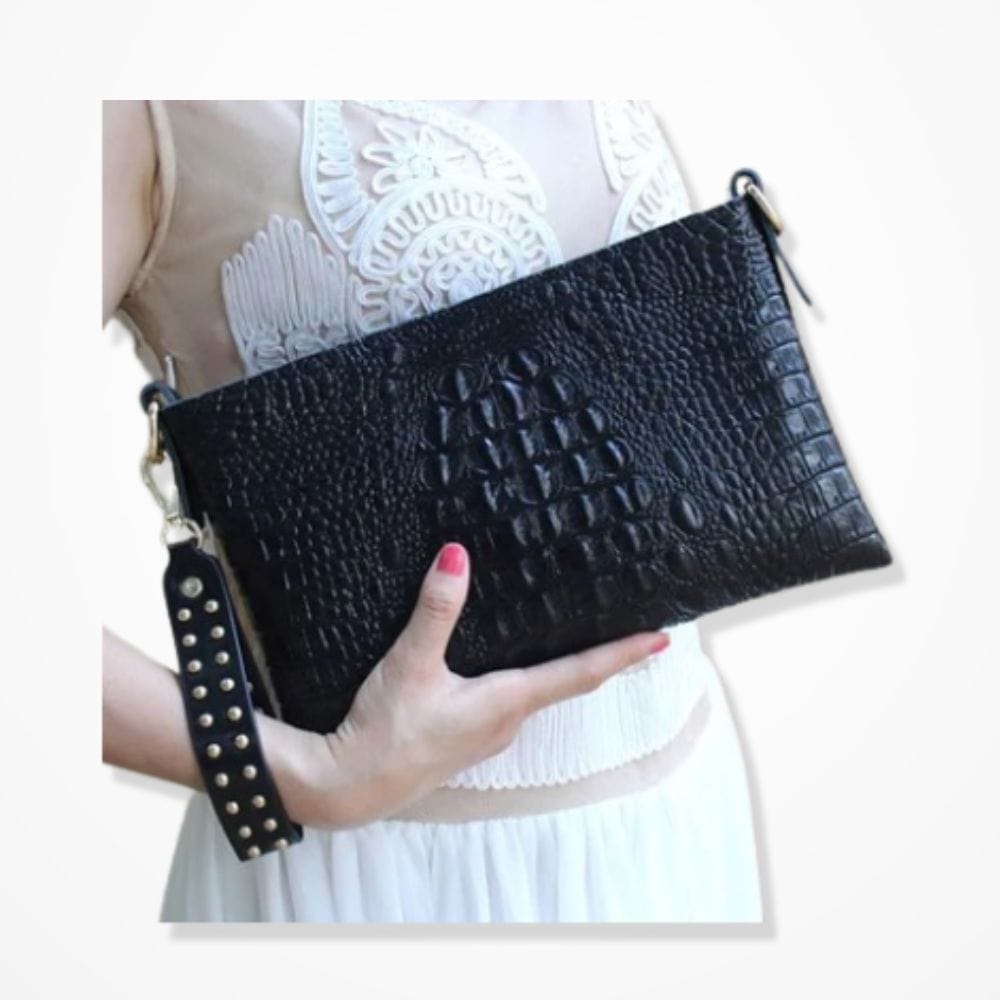 Pochette Cuir Blanche  Noir