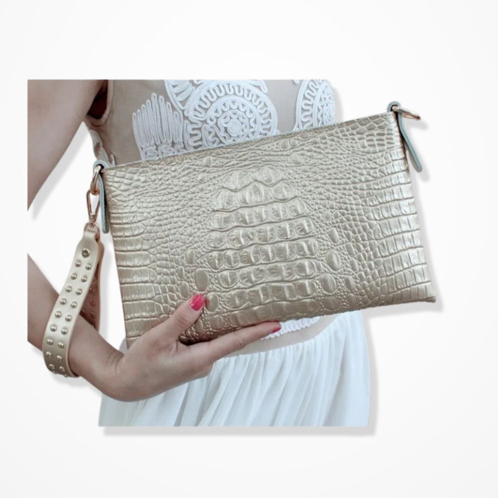 Pochette Cuir Blanche  Or