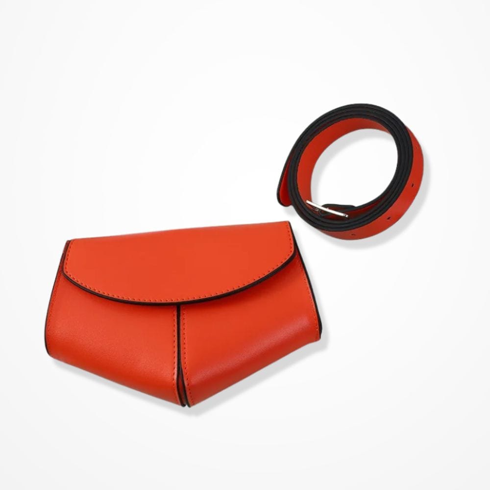 Pochette Cuir Ceinture Femme Orange