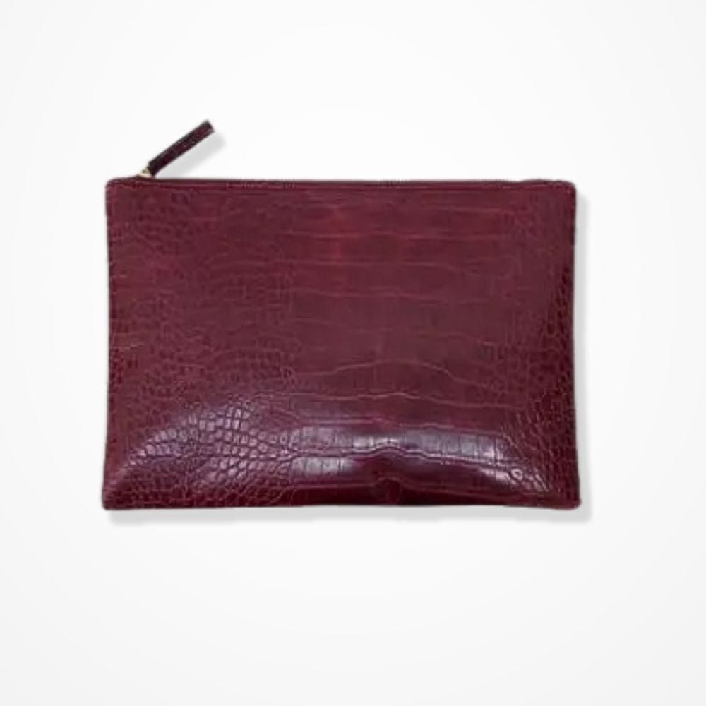 Pochette Cuir Noir Femme  Bordeaux