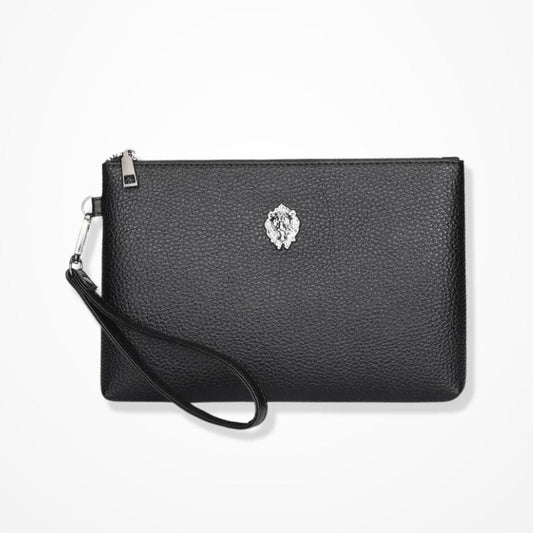 Pochette De Poignet Cuir Homme  Noir argenté