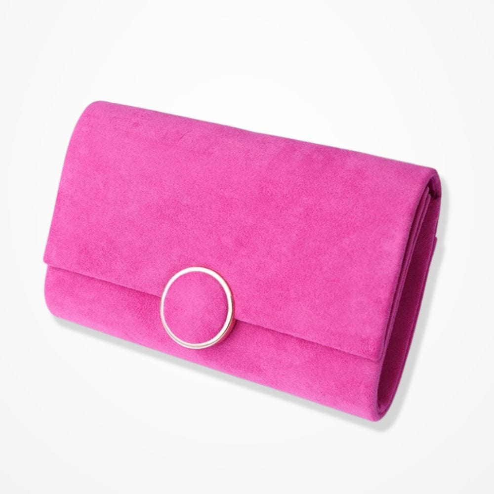 Pochette De Soirée En Velours Noir Rose électrique