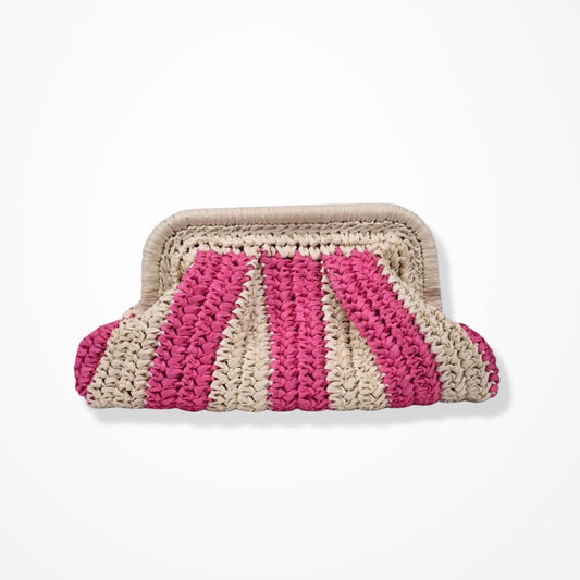 Pochette en Paille Chic  Rose