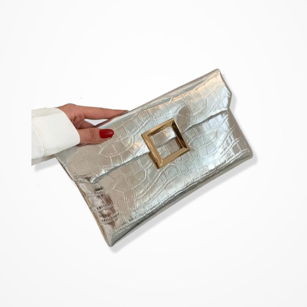 Pochette Femme Crocodile  Argent