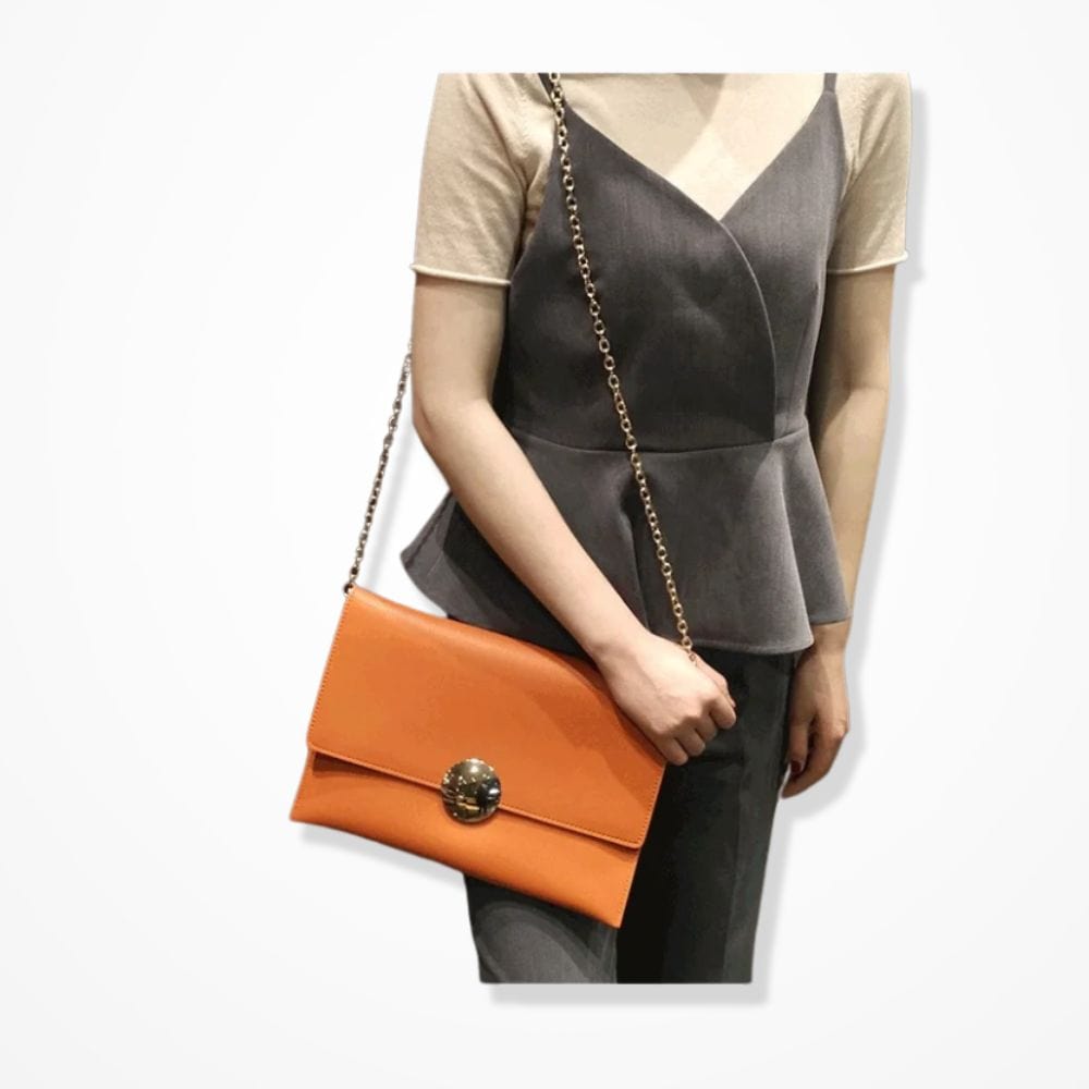 Pochette Femme Cuir Orange 