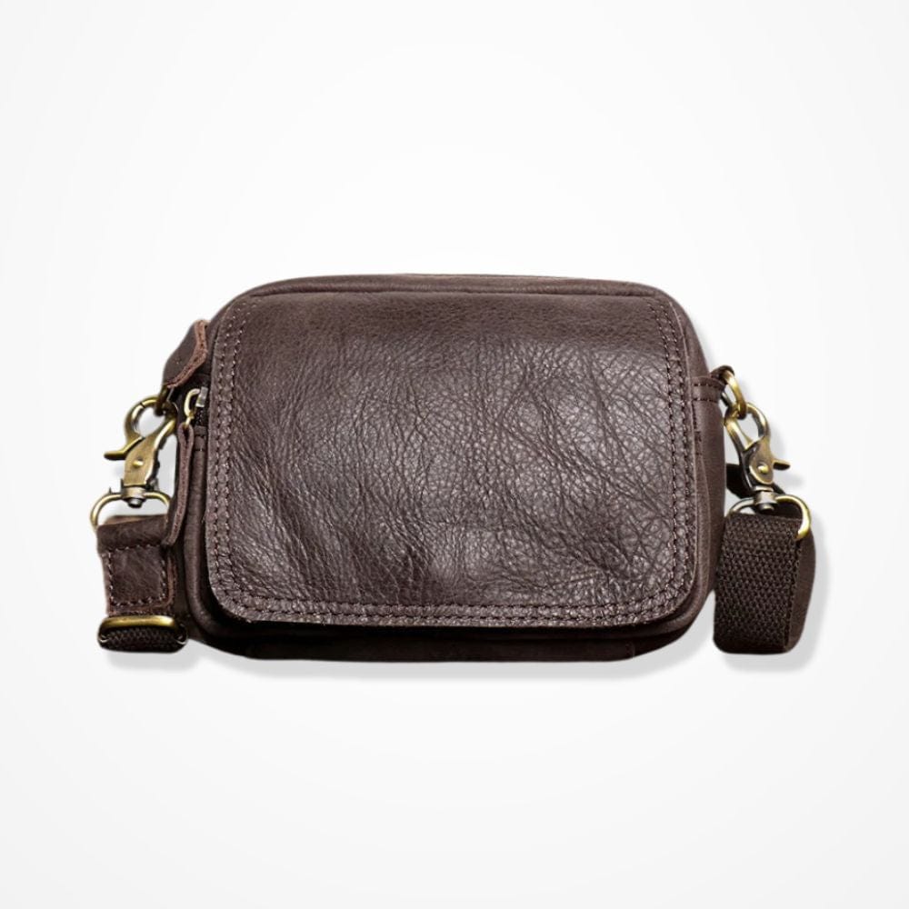 Pochette Homme Cuir Bandoulière  Marron foncé