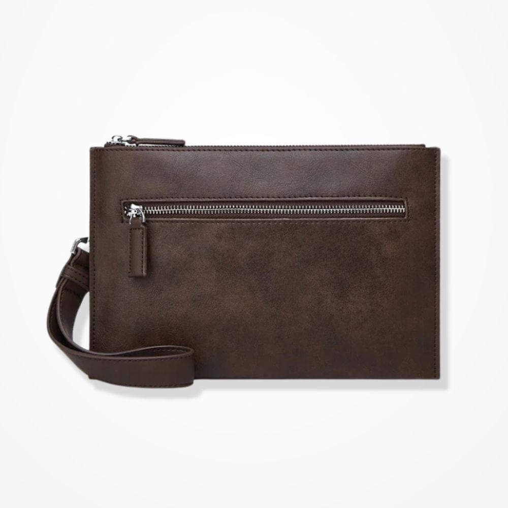 Pochette Homme Cuir Main  Marron foncé