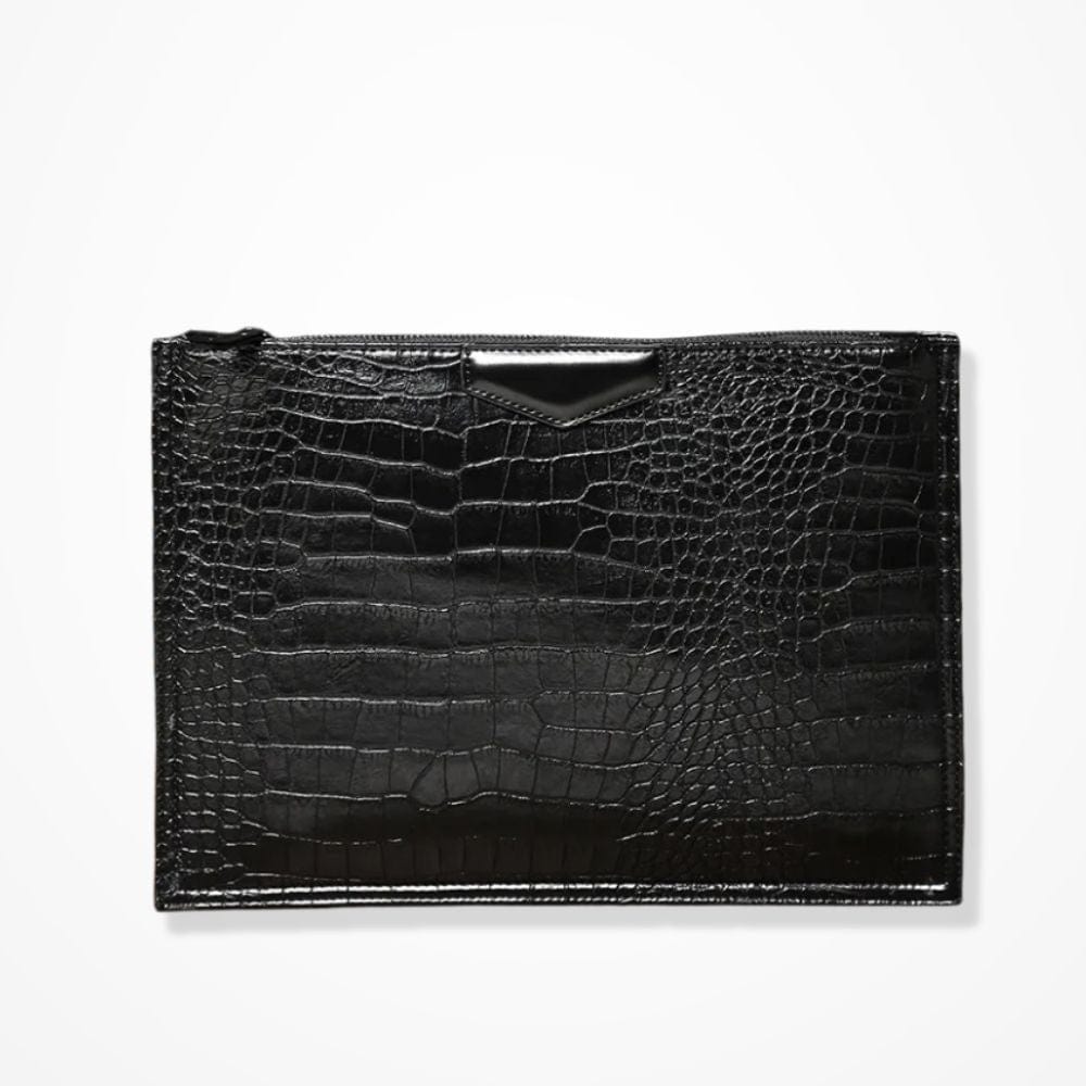 Pochette Homme Cuir Noir  30 x 21 cm