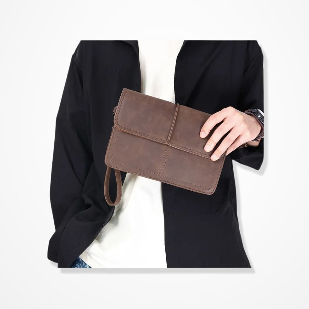 Pochette Main Homme Marron 