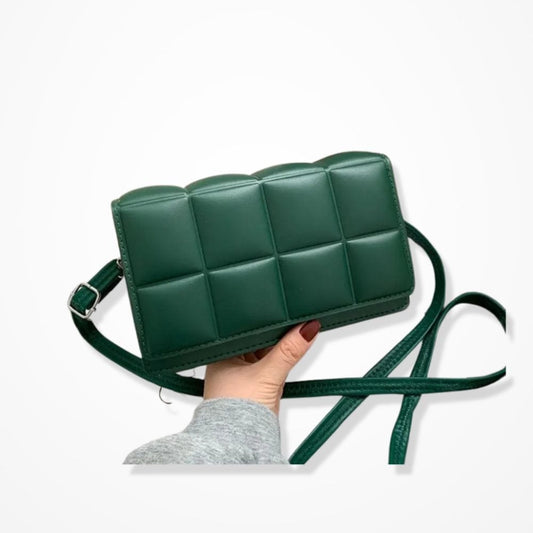 Pochette Matelassée Cuir  Vert