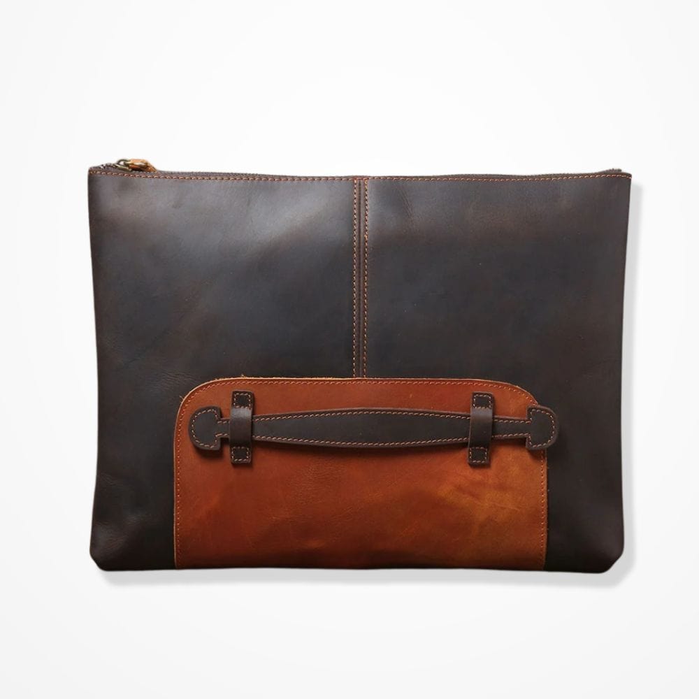 Pochette Ordinateur Cuir Homme Marron foncé