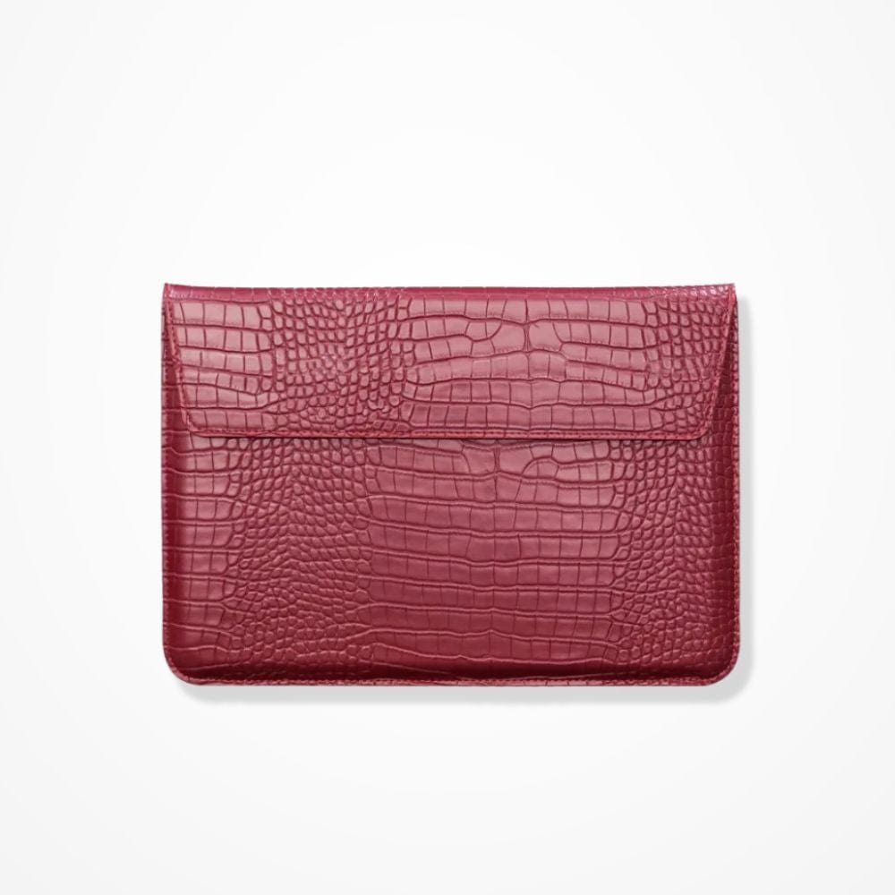 Pochette Ordinateur En Cuir  Croco bourgogne / 11 pouces