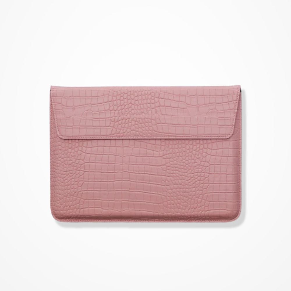 Pochette Ordinateur En Cuir  Croco rose / 11 pouces