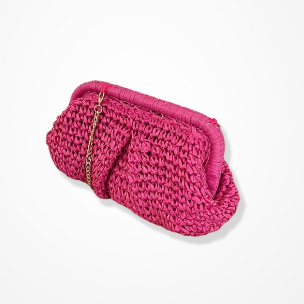 Pochette Paille Femme  Rose