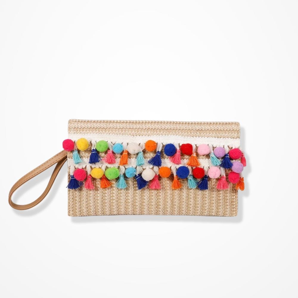 Pochette Paille Pompon 