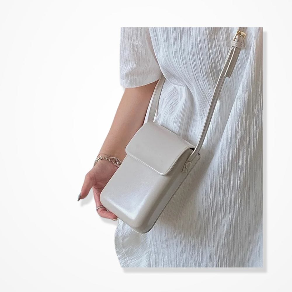 Pochette Portable Cuir Femme Blanc