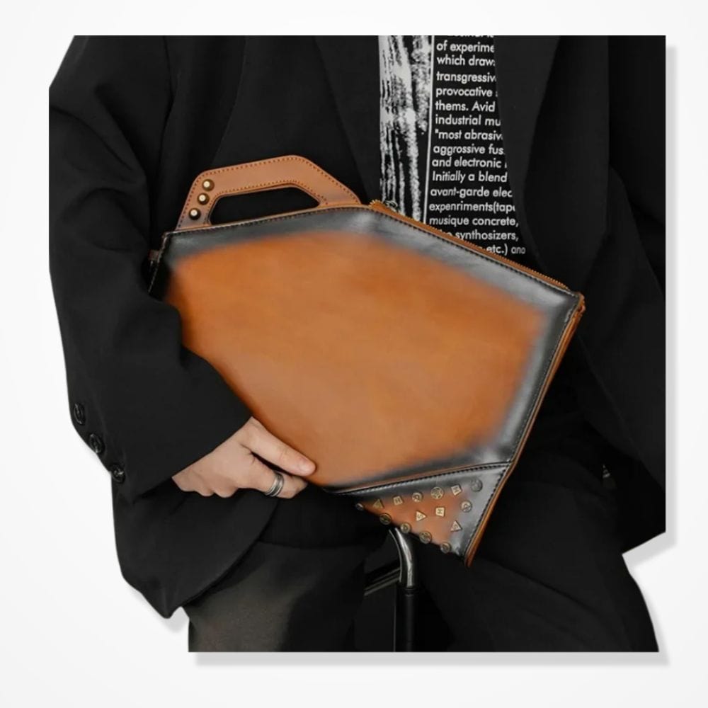 Pochette Sacoche Cuir Homme Marron 