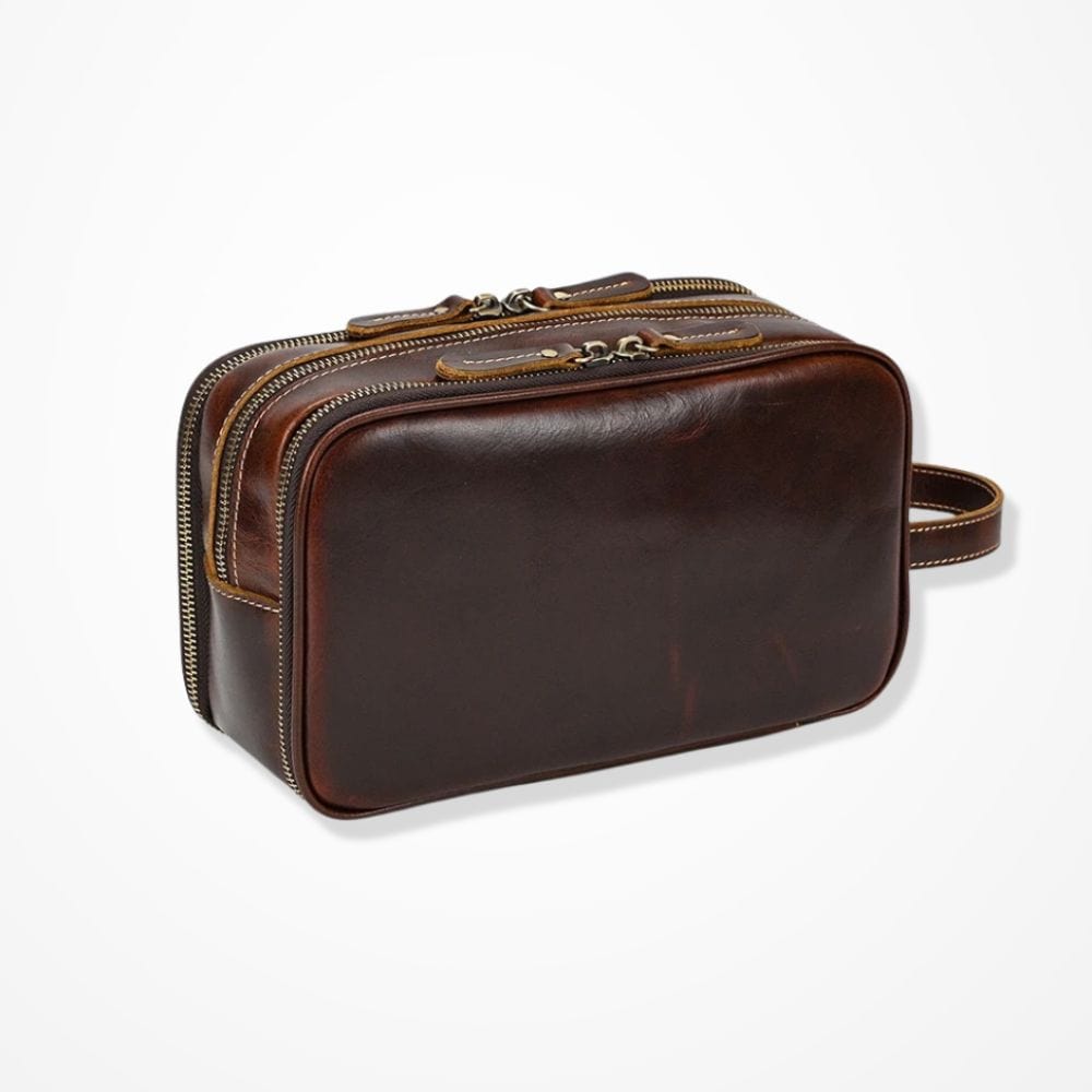 Pochette Sacoche Homme Cuir  Marron foncé