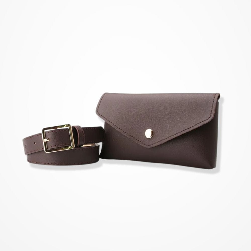 Pochette Téléphone Ceinture Femme Marron foncé