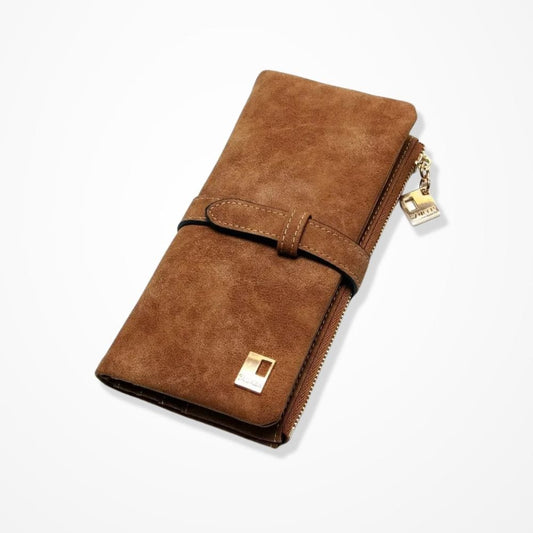 Portefeuille Pochette Femme En Cuir  Marron